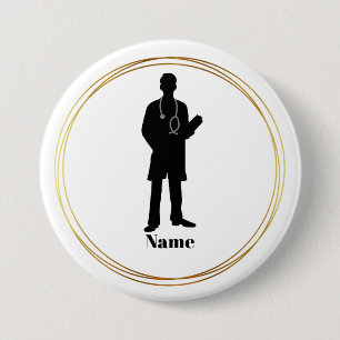 Male Doktor Silhouette Namn Button Knapp