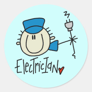 Male Electrician Stickers Runt Klistermärke