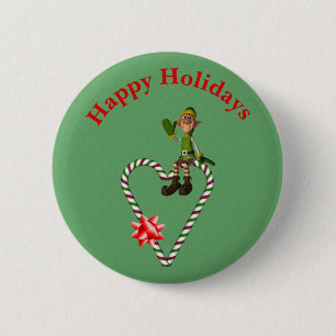 Male Elf Candy cane Heart-jul-Helgdag Knapp