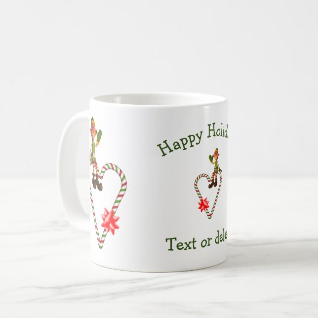 Male Elf Candy cane jul Helgdag Kaffemugg (Framsida vänster)