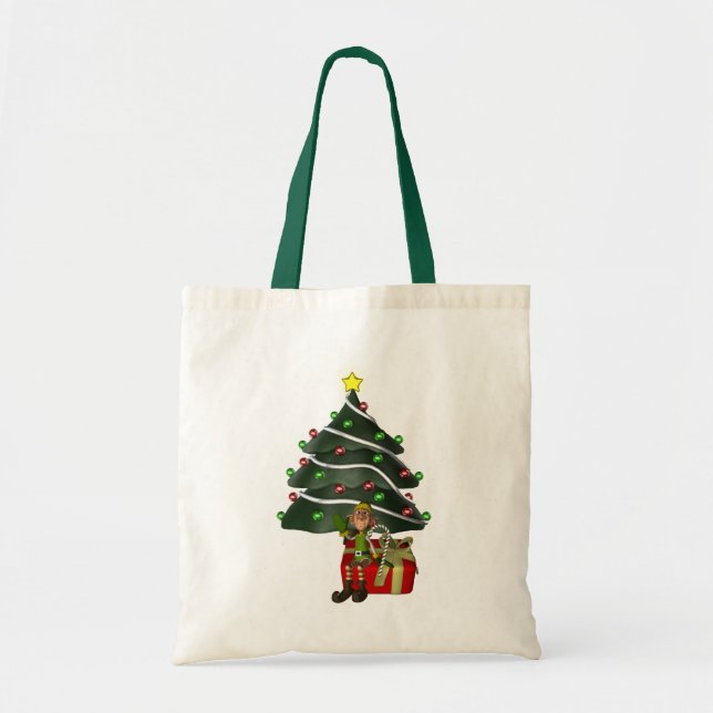 Male Elf Julgran Helgdag Tote Bag Tygkasse (Framsidan)