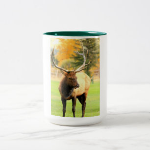 Male Elk med Tunga ut Två-Tonad Mugg