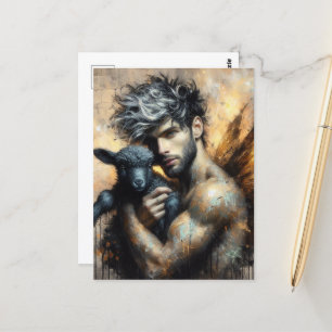 Male Fairy with Black Lamb Vykort