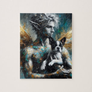 Male Fairy With Boston Terrier Puppy Pussel