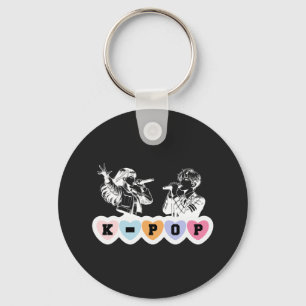 Male Female Idols Singing KPop Hearts Music Design Nyckelring