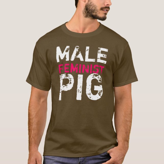 Male feministisk gris t-shirt (Framsida)