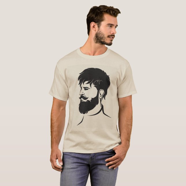 male figur för hipster med skägget t shirt (Hel framsida)
