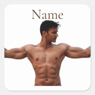 Male Fitness Model Thunder_Cove Fyrkantigt Klistermärke