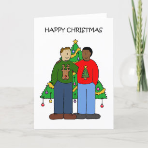 Male Gay Couple Lycklig jul Helgkort