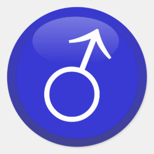 Male gendersymbol runt klistermärke