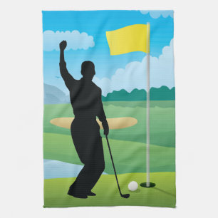Male Golfer Design Golf Towel Kökshandduk