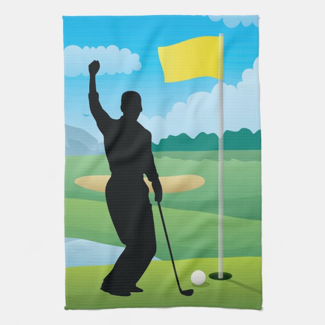 Male Golfer Design Golf Towel Kökshandduk (Vertikal)