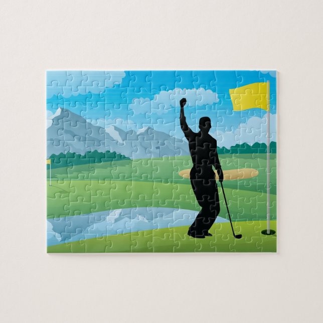 Male Golfer Design Jigszle Puzzle Pussel (Horisontell)