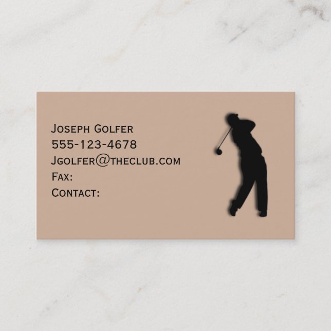 Male Golfer Tan Business Card-mall Visitkort (Framsida)