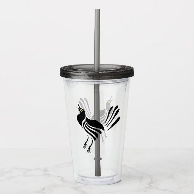 Male Grackle Black Bird Take Away Mugg (Framsida)