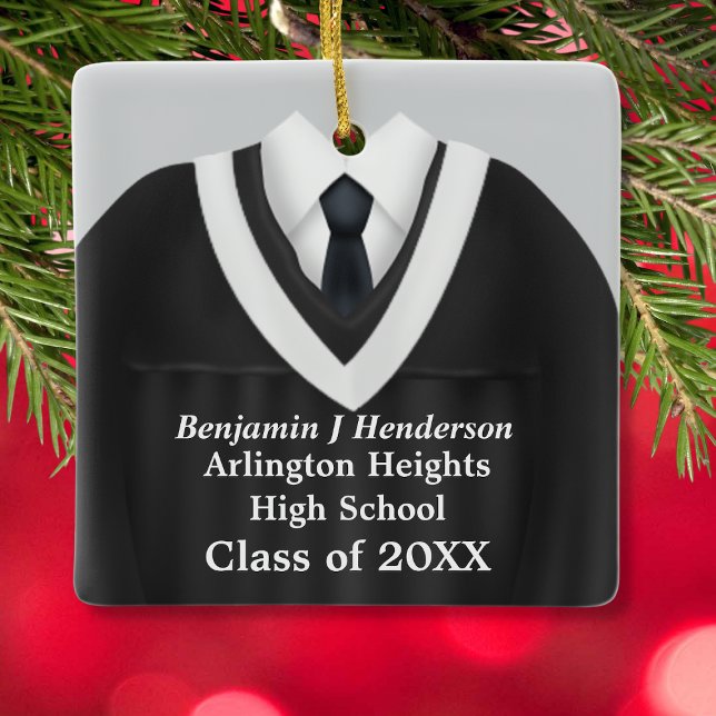 Male Grad Gown Black and White Ornament (Skapare uppladdad)