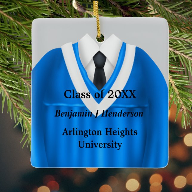 Male Grad Gown Blue och White Ornament (Skapare uppladdad)