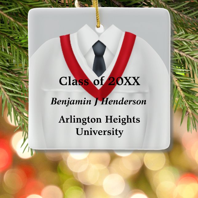 Male Grad Gown White och Red Ornament (Skapare uppladdad)