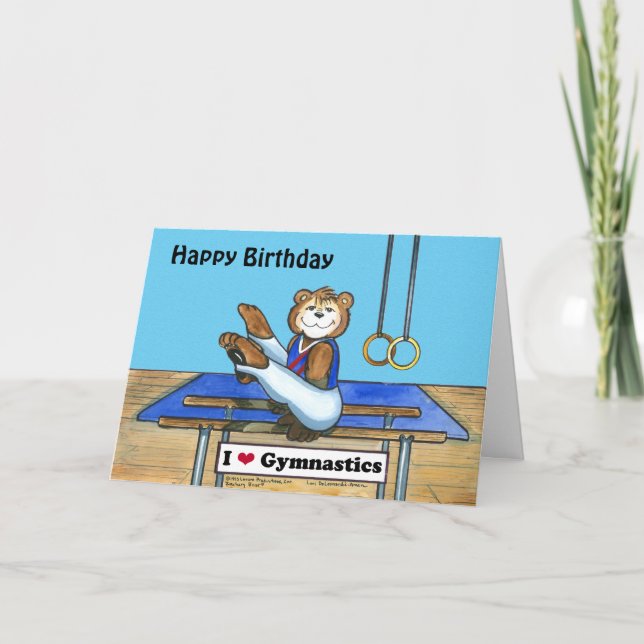 Male Gymnast Birthday Card Kort (Framsida)