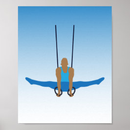Male Gymnast on Steady Ringar Illustrated Poster
