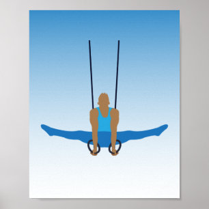 Male Gymnast on Steady Ringar Illustrated Poster