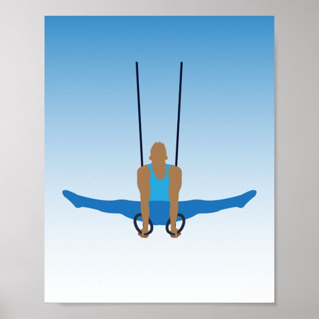 Male Gymnast on Steady Ringar Illustrated Poster (Framsidan)