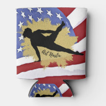 Male Gymnast Silhouette Art - American Flagga