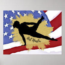 Male Gymnast Silhouette Art - American Flagga