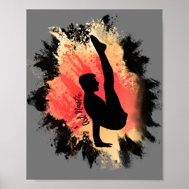 Male Gymnast Silhouette Art Poster (Framsidan)