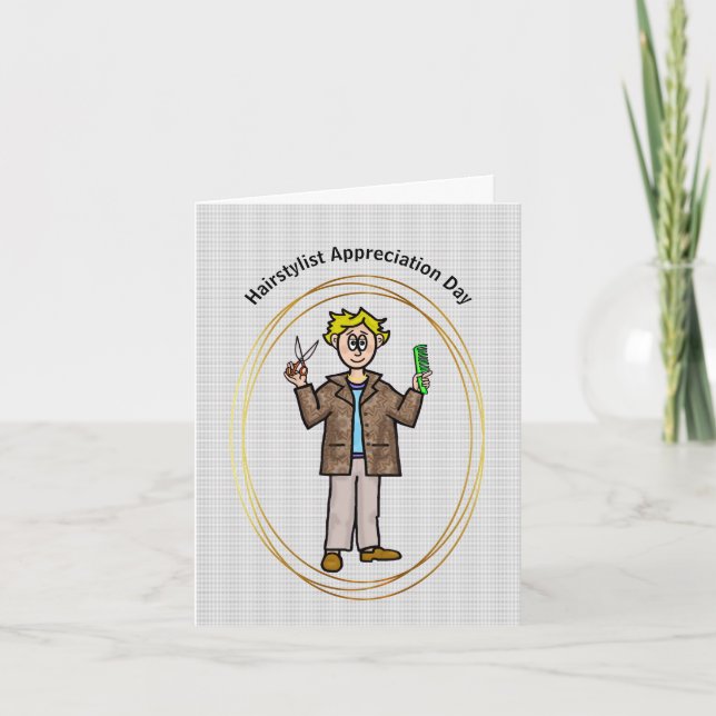 Male Hair Stylist-uppskattningsdagskort Kort (Framsida)