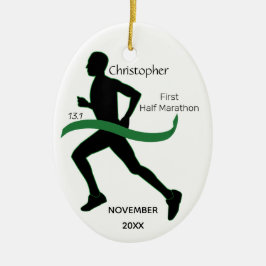 Male Halva Marathon Springer Grönt Ribbon Ornament