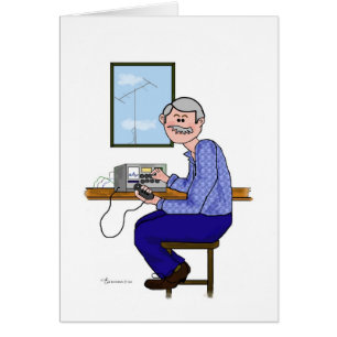 Male Ham Radio Operator - Grått Hair & Mustache Hälsningskort