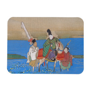 Male hovman på hästryggkorsning flod (1839) magnet