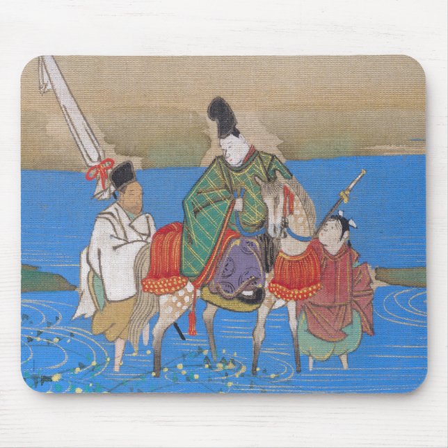 Male hovman på hästryggkorsning flod (1839) musmatta (Framsidan)