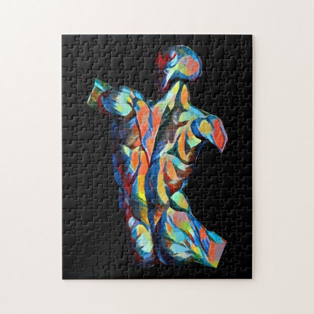 Male human anatomy abstrakt art pussel (Vertikal)