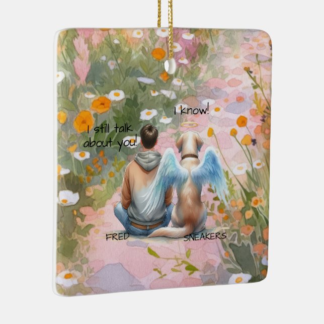 Male Hund Memorial Julgransprydnad Keramik (Höger)