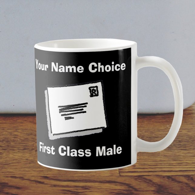 Male i första klass med Personlig Namn Kaffemugg (Skapare uppladdad)