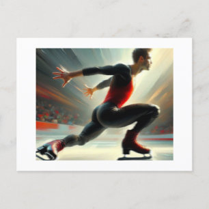 Male Ice Skater Squat Spin, Arlene Babad Vykort