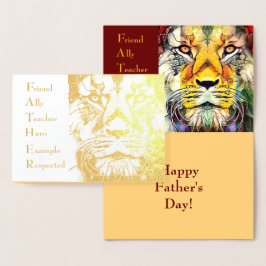 Male Lejon Wildlife Art Far Acronym Fars dag Folierat Kort