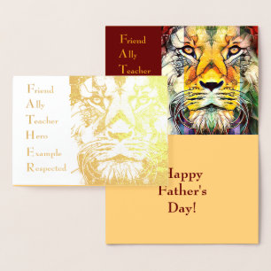 Male Lejon Wildlife Art Far Acronym Fars dag Folierat Kort