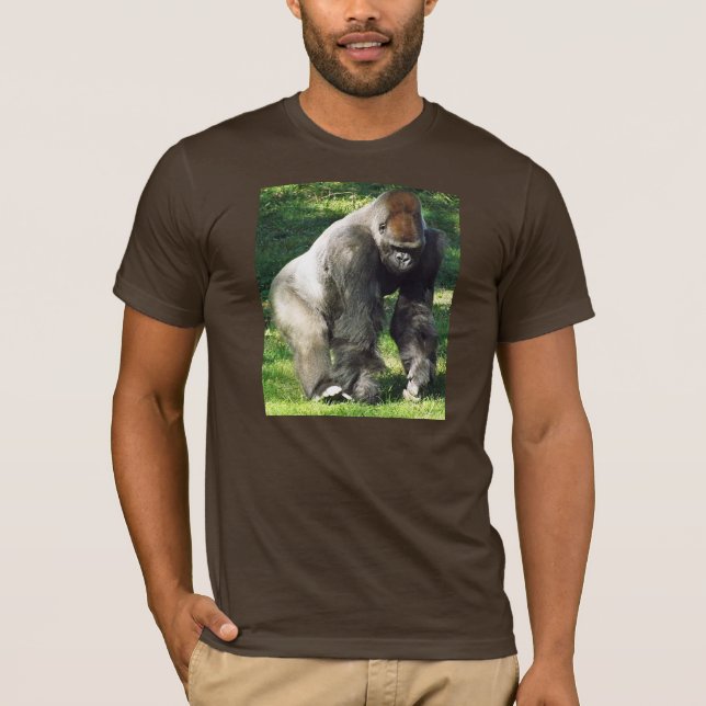 Male Lowlandgorilla för Silverback som står upp T Shirt (Framsida)