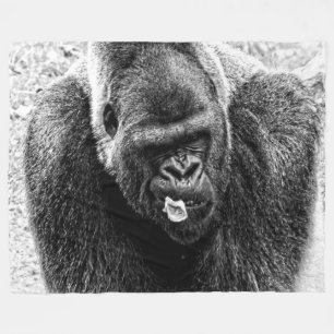 Male LowlandSilverbackgorilla som är svartvit Fleecefilt