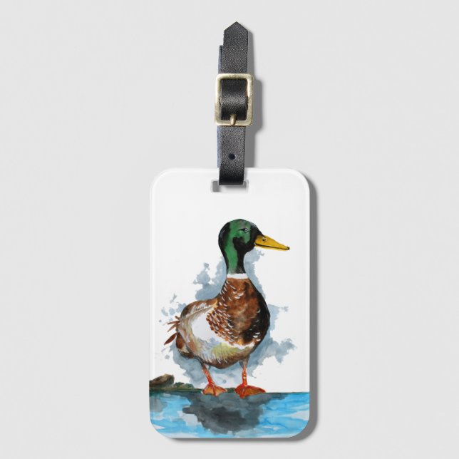 Male Mallard Anka Bagagebricka (Framsida vertikal)