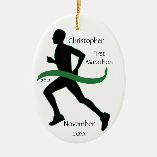 Male Marathon Springer Grönt Ribbon Ornament (Framsidan)