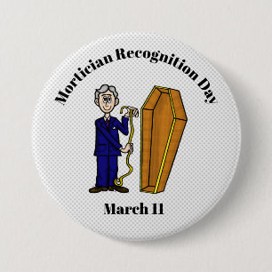 Male Mortician med Coffin Button Knapp