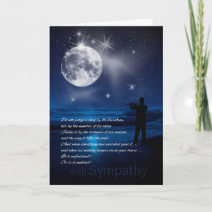 Male Musician Sympathy Moonlit Beach Endless Sång Kort