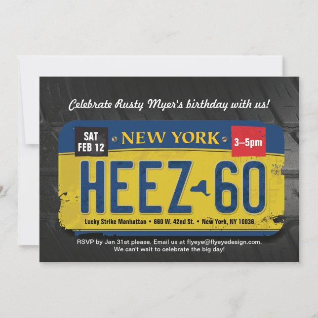 Male New Yorks 60:e födelsedagsinbjudan Inbjudningar (Framsida)
