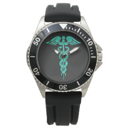 Male Nurse Black Turcos Caduceus Watch Armbandsur