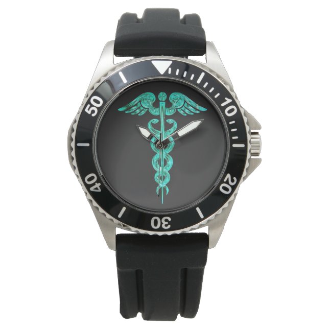 Male Nurse Black Turcos Caduceus Watch Armbandsur (Framsida)