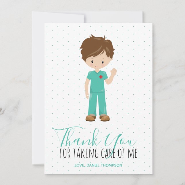 Male Nurse Blue Typography Polka Dot Tack Kort (Framsida)